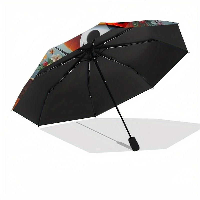 1 Auto Open Pumpkin Jack, Halloween Decorations Themed Colorful 8-rib Portable Umbrella for Men and Women, A Compact Commuting Companion Sui