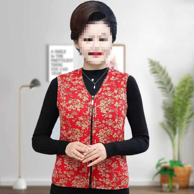 Women's Warm Super Soft Cotton Sleeveless Vest for Middle-Aged & Elderly - Perfect for Autumn & Winter