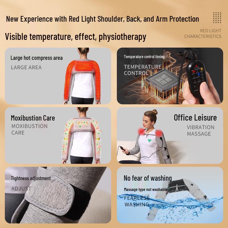 Red Light Heated Shoulder & Arm Therapy Sleeve - Constant Temperature Pain Relief Massager