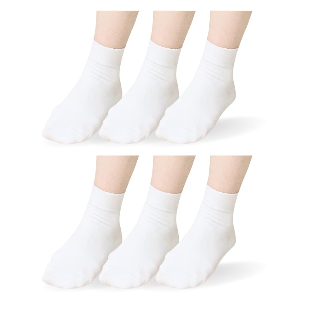 

short black and white set 6 pairs of [AQshop] [Smooth, ultra-fine, high-density cotton] Women s socks, (F, white)