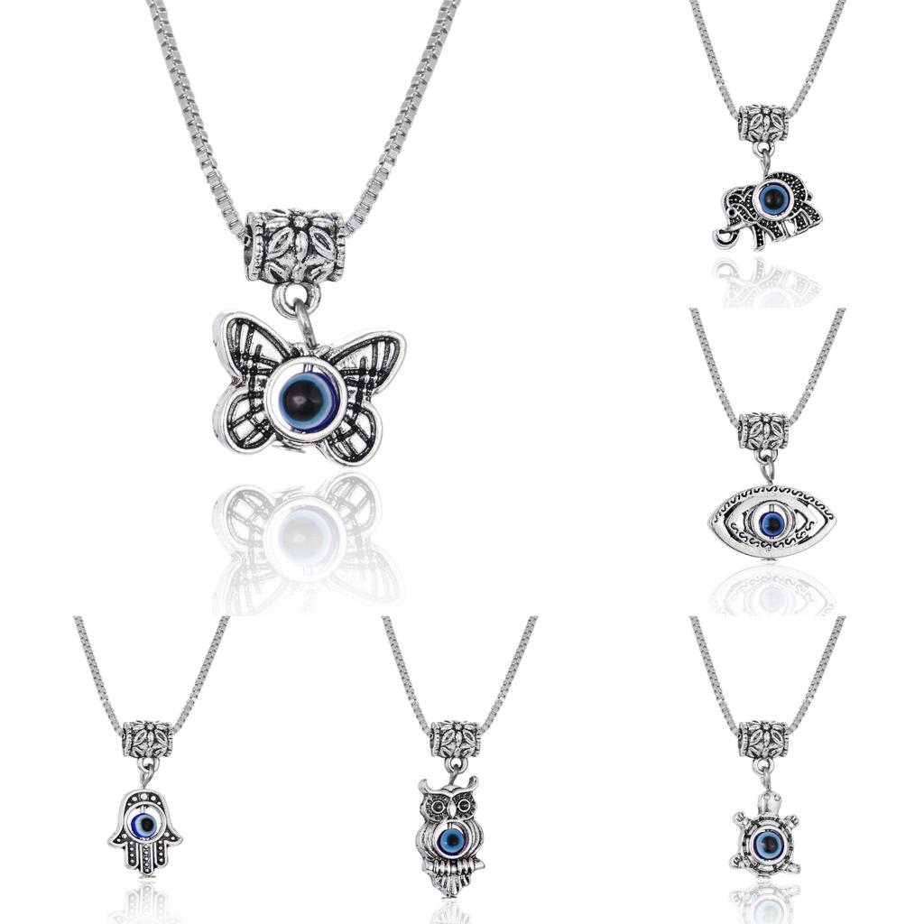 Butterfly And Elephant Alloy Pendant Chain With Blue Eyes For Trendy Fashion
