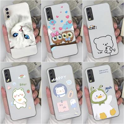 Étui de téléphone pour Vivo Y30 Y27 Y15S Y36 Y20 Y35 Y02 Y33s Y31 Y11 Y12, motif de dessin animé antichoc de luxe, housse transparente en Silicone souple pour Vivo pare-chocs