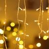 Christmas Decorations Festoon Led Icicle Curtain Lights Outdoor Warm White With White Flash Fairy Light Clear Wire New Year 2025