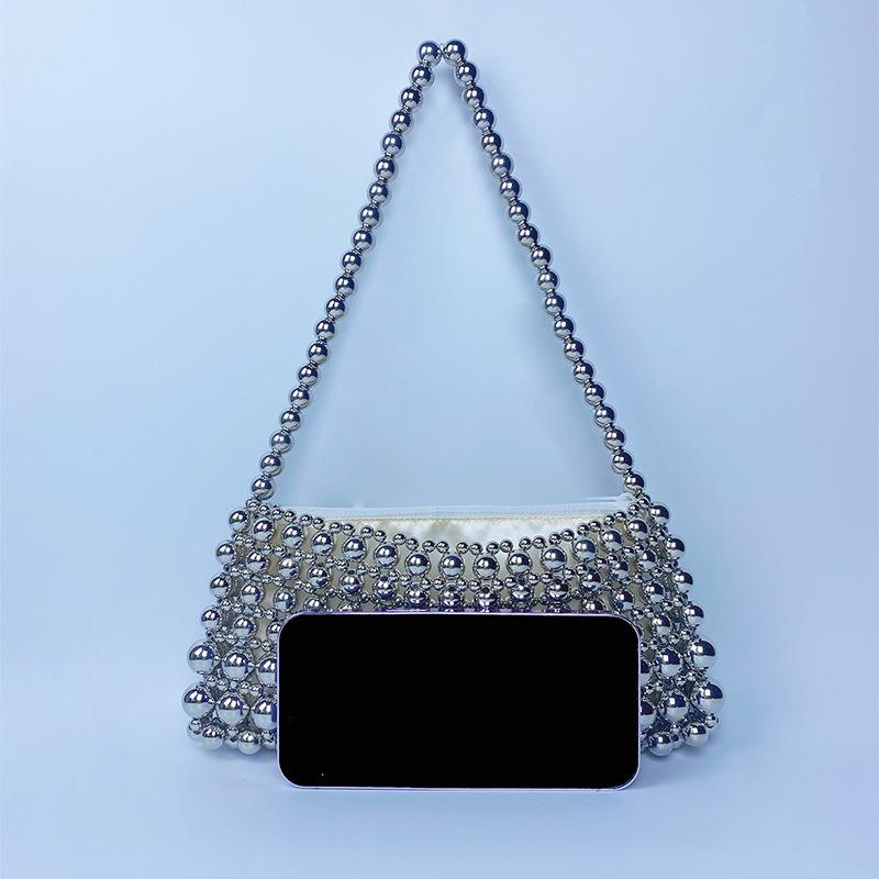 New retro pearl chain handwoven beaded armpit niche design simple portable shopping portable small bag