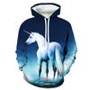 Autumn 3D Horse Pattern Printed Hoodies Fashionable Casual Sports Long Sleeved Men's Hooded Sweatshirts
