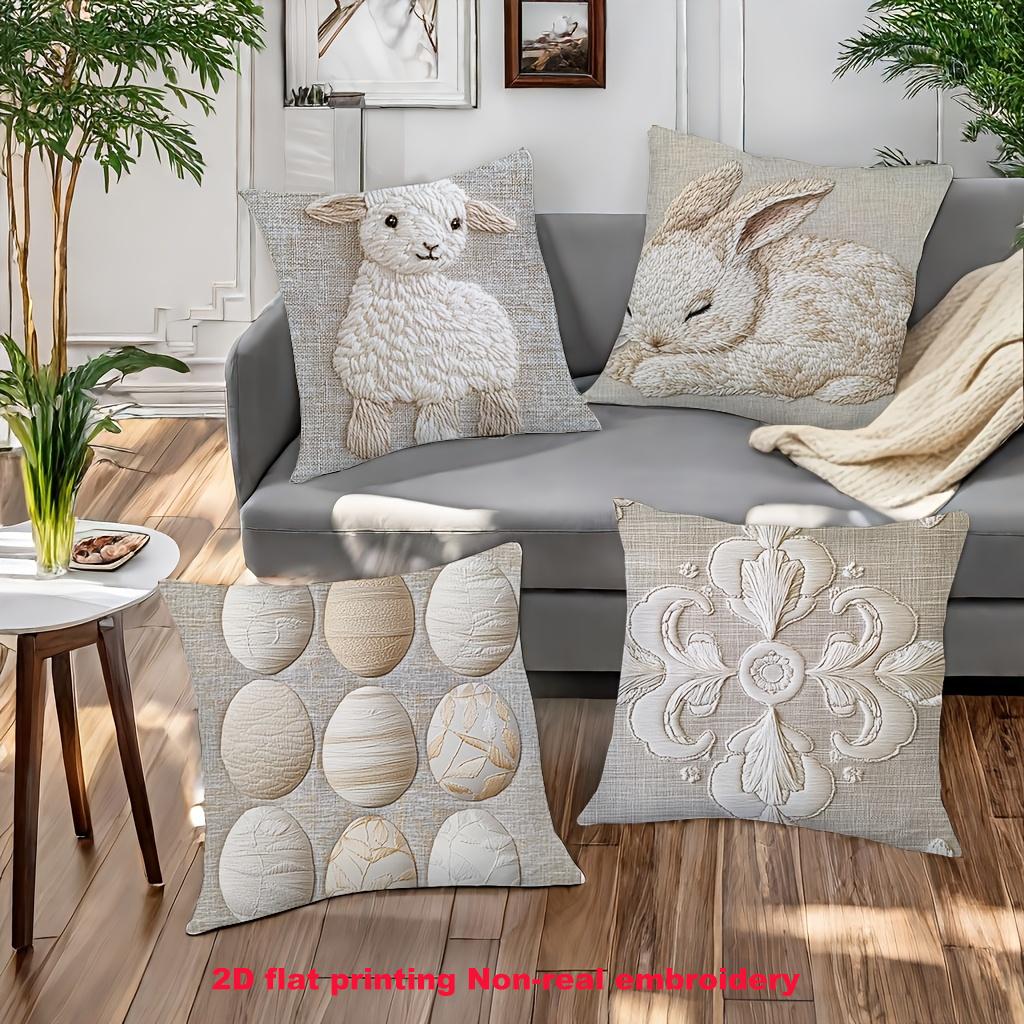 Soft 2D Printed Cushions with Sheep Rabbit Patterns Polyester pillowcase,sofa decorative cushion cov Headboard Pillow