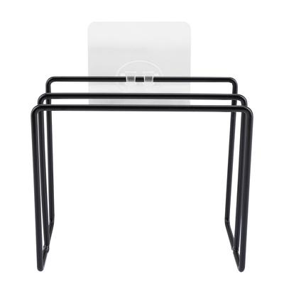 Wall Mounted Self Adhesive Lid Cutting Chopping Board Rack Holder Kitchen   (Black)