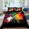 Electric Guitar King Queen Duvet Cover Stringed Instrument Bedding Set Musical Note Quilt Cover Hippie Polyester Comforter Cover