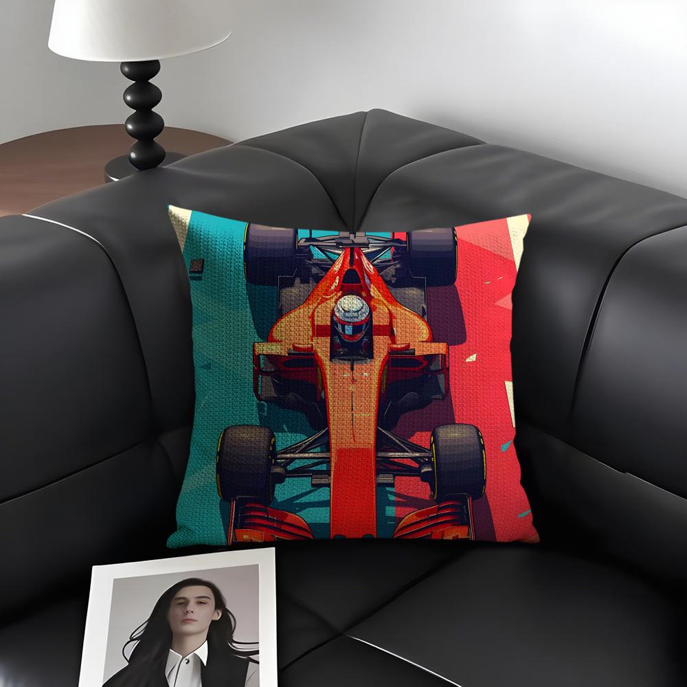 Rennsport Kühlkissenbezug Natürliches Leinen Bio-Stoff Beidseitiger Druck Sofa Heimdekoration Geschenk Kissenbezug