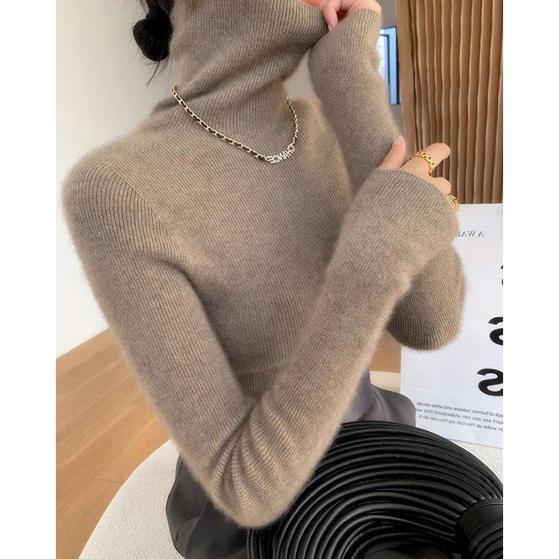 Women's Slimming High-Neck Knit Sweater - Soft, Glutinous, and Perfect for Spring & Autumn 2025