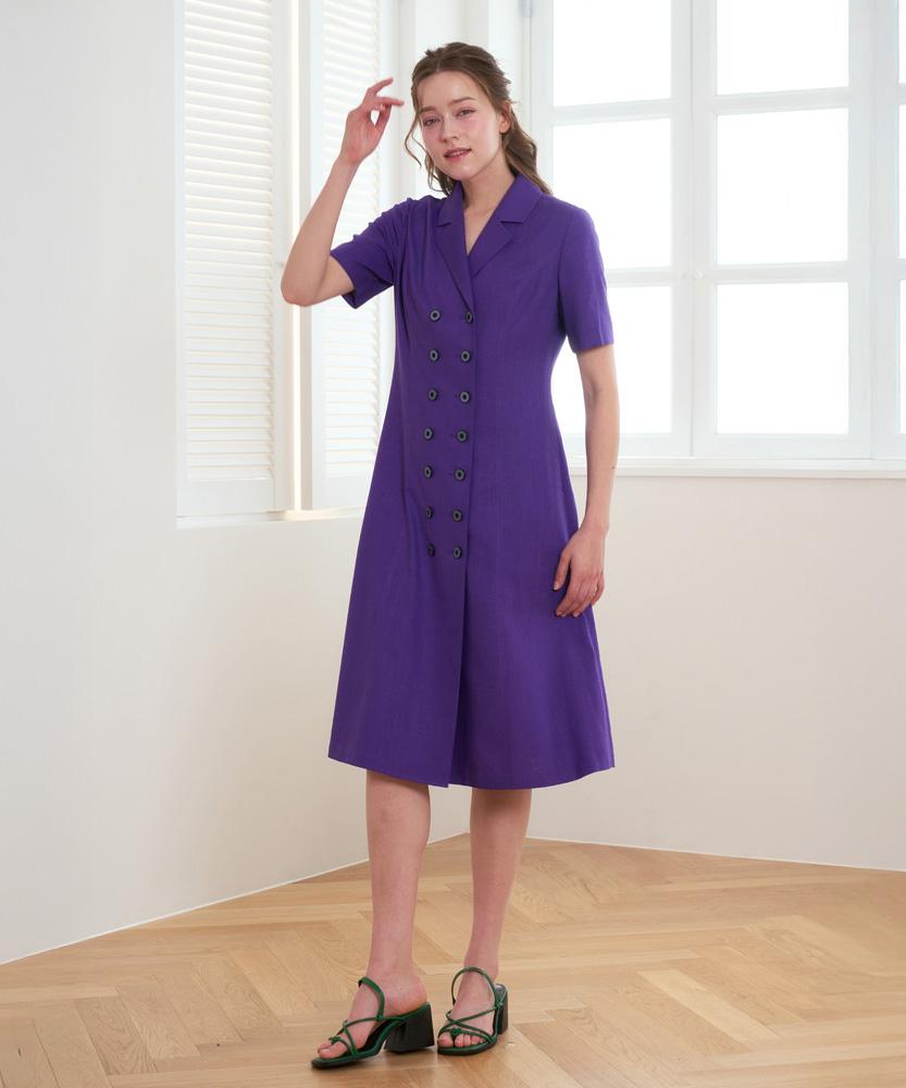 L By L Purple Linen Double Button Dress