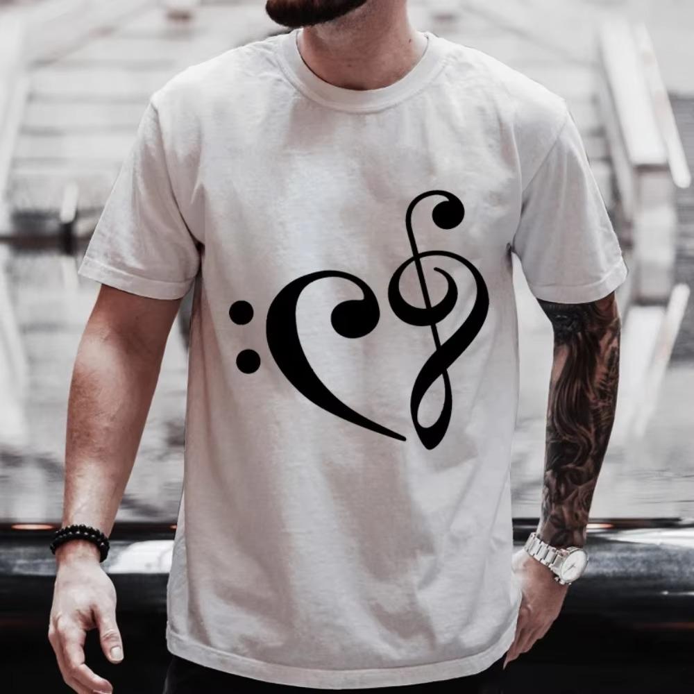 Men Women T-Shirts Summer Harajuku We Heart Music Printed Short Sleeve Tees Couple Streetwear Loose Clothes Y2K Streetwear Tops