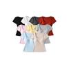 Sunshine Summer Collar Shoulder Short-sleeved Shirt Women, Slim and Thin, with Chest Pad Short Top