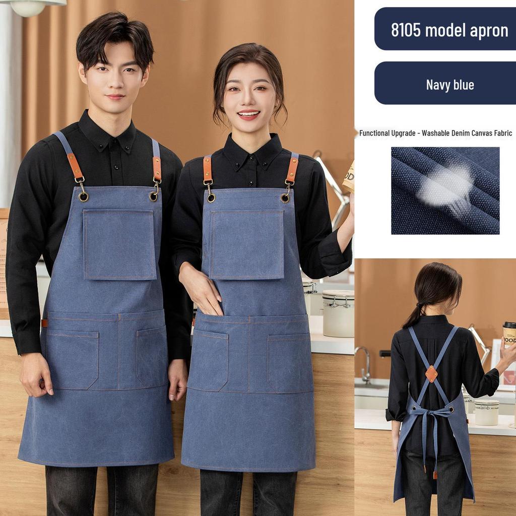 Premium Waterproof Canvas Apron for Catering, Baristas, Baking, Milk Tea Shops - Custom Logo Workwear