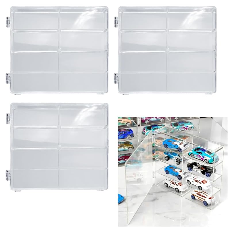 

коллекционный прозрачный футляр Мини-автомобиль 1/64 Хранилище для 32 автомобилей 4 шт. x 8 квадратов для демонстрации в стопке Противообрастающее покрытие