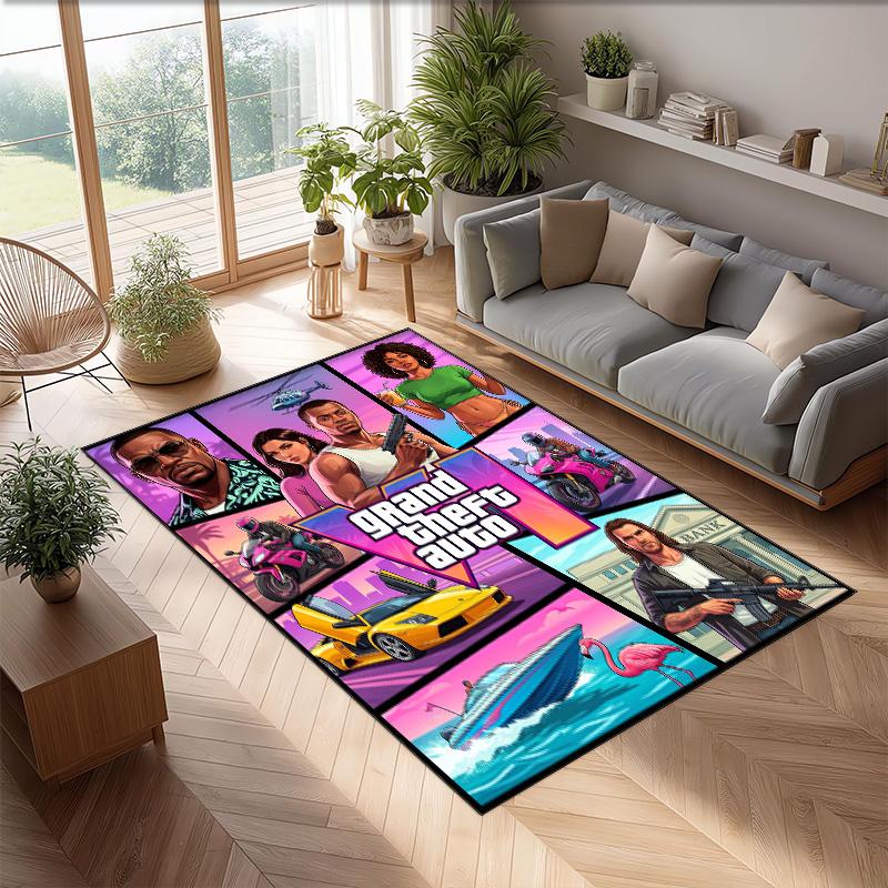 GTA Crystal Velvet Rug, Soft Anti‑Slip Crystal Velvet Carpet for Living Room Bedroom Home Decor