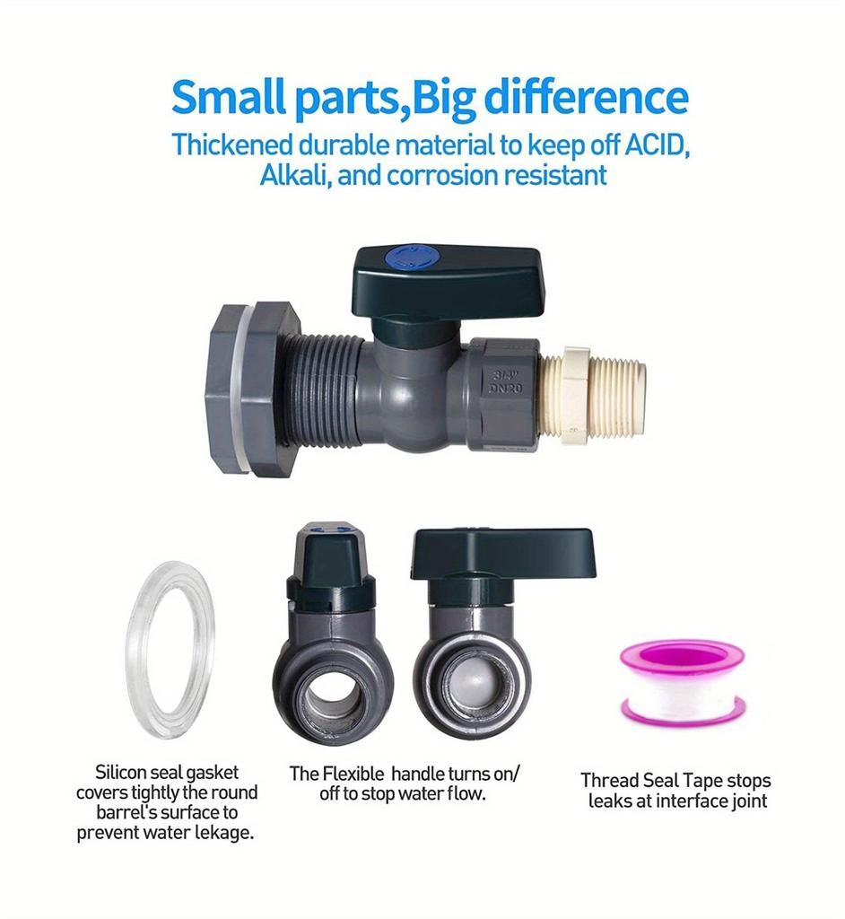 PVC Water Barrel Spigot Kit with Universal Connector and Wall Mount for Easy Garden Use