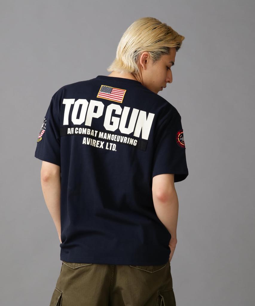 Avirex TOP GUN PATCH PRINT XL & T-SHIRT, Men's (120), Navy, 783-3934013