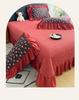 Spring/Summer Washed Cotton Lace Quilt Bedspread Set - 4 Pieces, Machine Washable