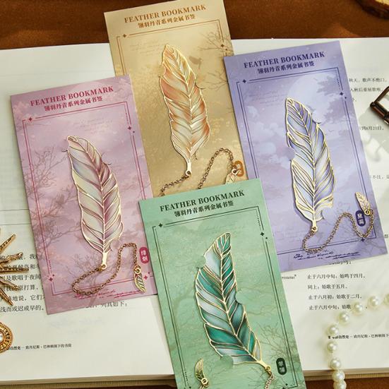 Artistic Feather Metal Bookmark with Tassel Vintage Elegant Page Marker Durable Rust-Resistant Fantasy Gift for Book Lovers Writers & Students
