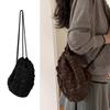 Pleated Cloud Small Drawstring Backpack Women Bags Fashion Shoulder Bags Casual Crossbody Bag Storage Pouch String Bag Brown