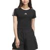 adidas T Shirts Women's Black/Powder Plum Purple Crew Neck Moderate KB7753