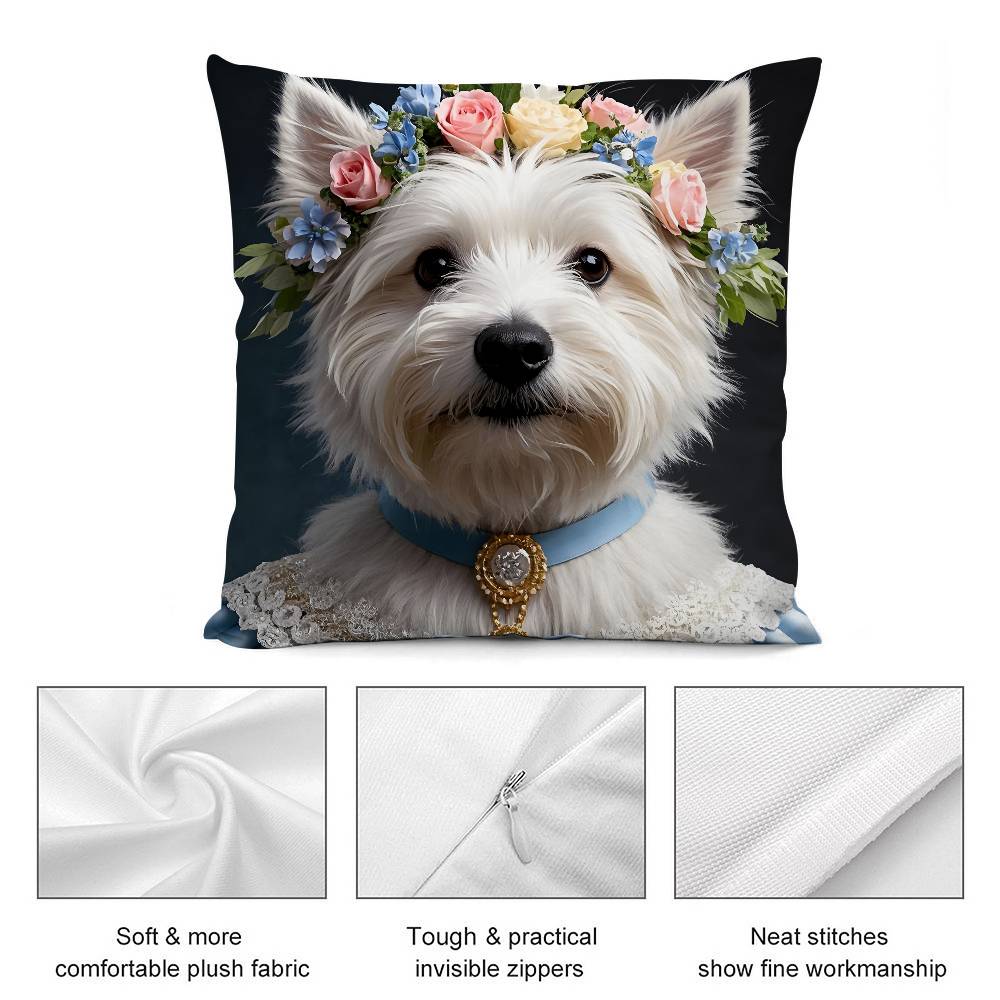 West Highland White Terrier Pillow Case  Plush Fabric Soft  Pillowcase Double Sided Print Cushion Cover Household Gifts