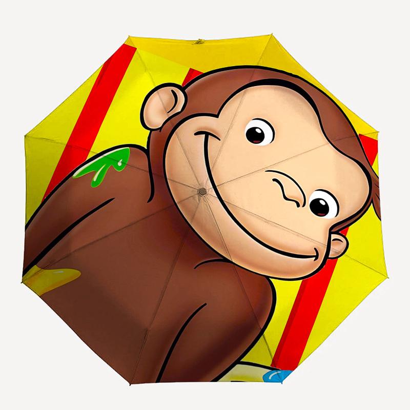 Curious George, Monkey Automatic Opening and Closing, 8 Rib Structure Portable Umbrella, Suitable for Men and Women In All Seasons Perfect