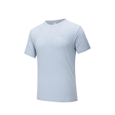 Bequemes Lässiges Einfarbiges Einfaches Vielseitiges Rundhals Schnelltrocknendes Sport-Kurzarm-T-Shirt Herren Oberteile Morgennebel-Blau 152535110-1