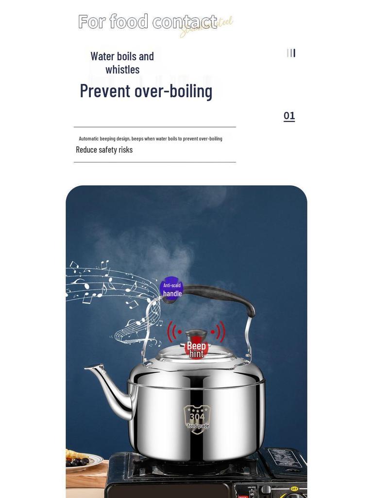 Edelstahl 304 Pfeifkessel: Große Kapazität, geeignet für Induktions- und Gasherde