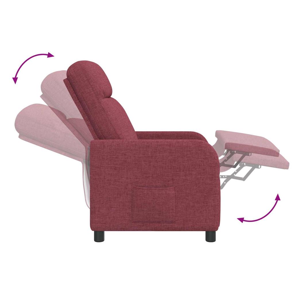 Massage Recliner Chair Wine Red Fabric