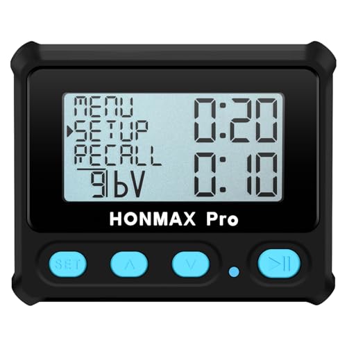 HONMAX 8100 Профессиональный интервальный таймер/секундомер с подсветкой, зарядкой USB-C и часами (черный)
