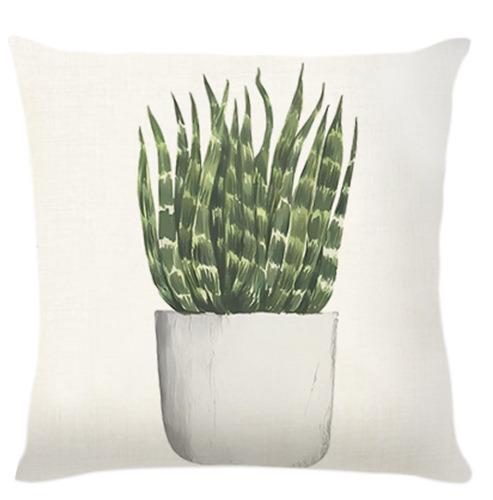 Cactus Plant Print Home Decor Pillowcase Bedroom Living Room Sofa Decoration Polyester Cushion Cover With Zipper