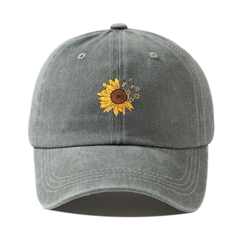 

1Pieces SunFlower Hat Washing Printing Sunshade Outdoor Cap Duck Tongue Cap Men Women s Solid Color Mountaineering Hat серый