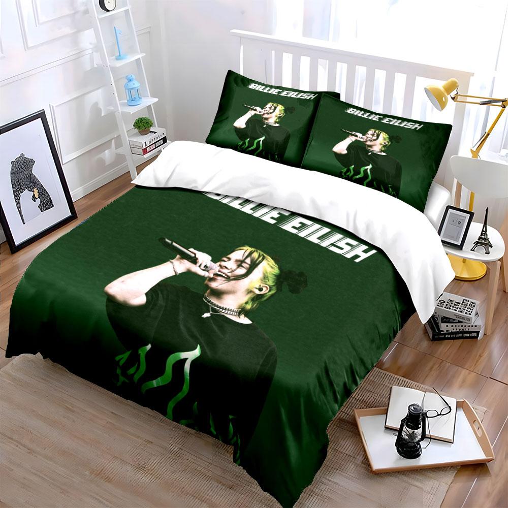 Billie Eilish Green Bedding Set Bedding Duvet Cover Set Duvet Cover Pillowcases (1*Duvet Cover 2*Pillowcases, Without Duvet Insert)