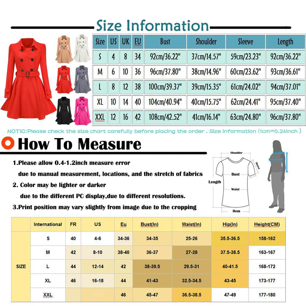 Winter Warm Frauen Knöpfe Wollmantel Graben Jacke Gürtel Mantel Outwear