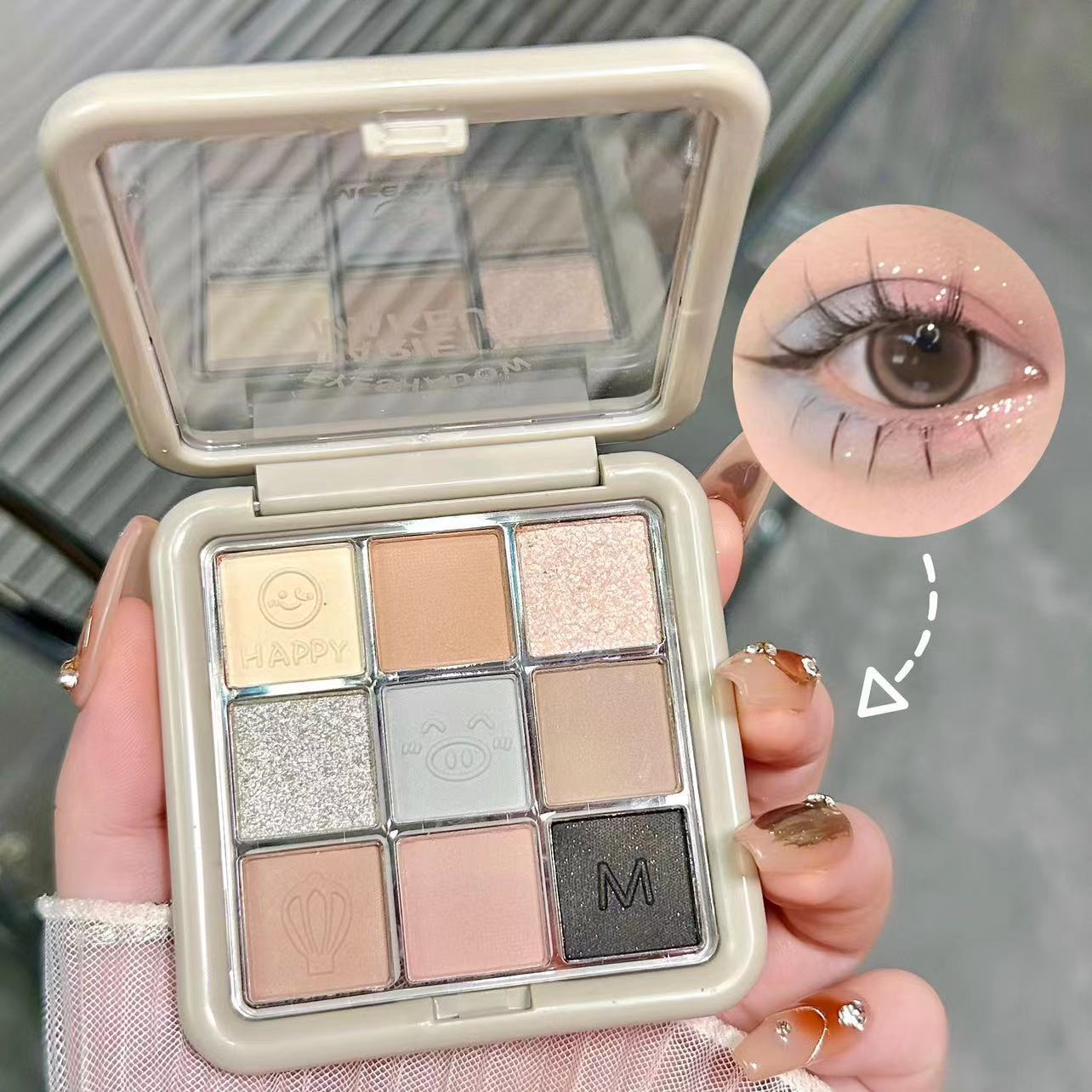 

Палетка теней для век Nine Palace Grid 9 цветов Перламутровые Матовые Мелкий шиммер Девятицветный Маленький Смоки Макияж Таро Грязно-оранжевый Коричневый Земляной Палетка теней для век