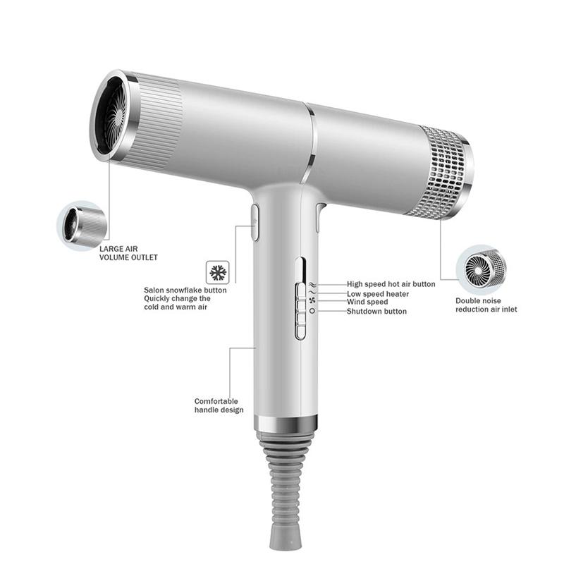 Big Power Hair Dryer Household Blow Salon Hand Dryer Negative Ion Electrical Hair Blow Dryer with Air Nozzle