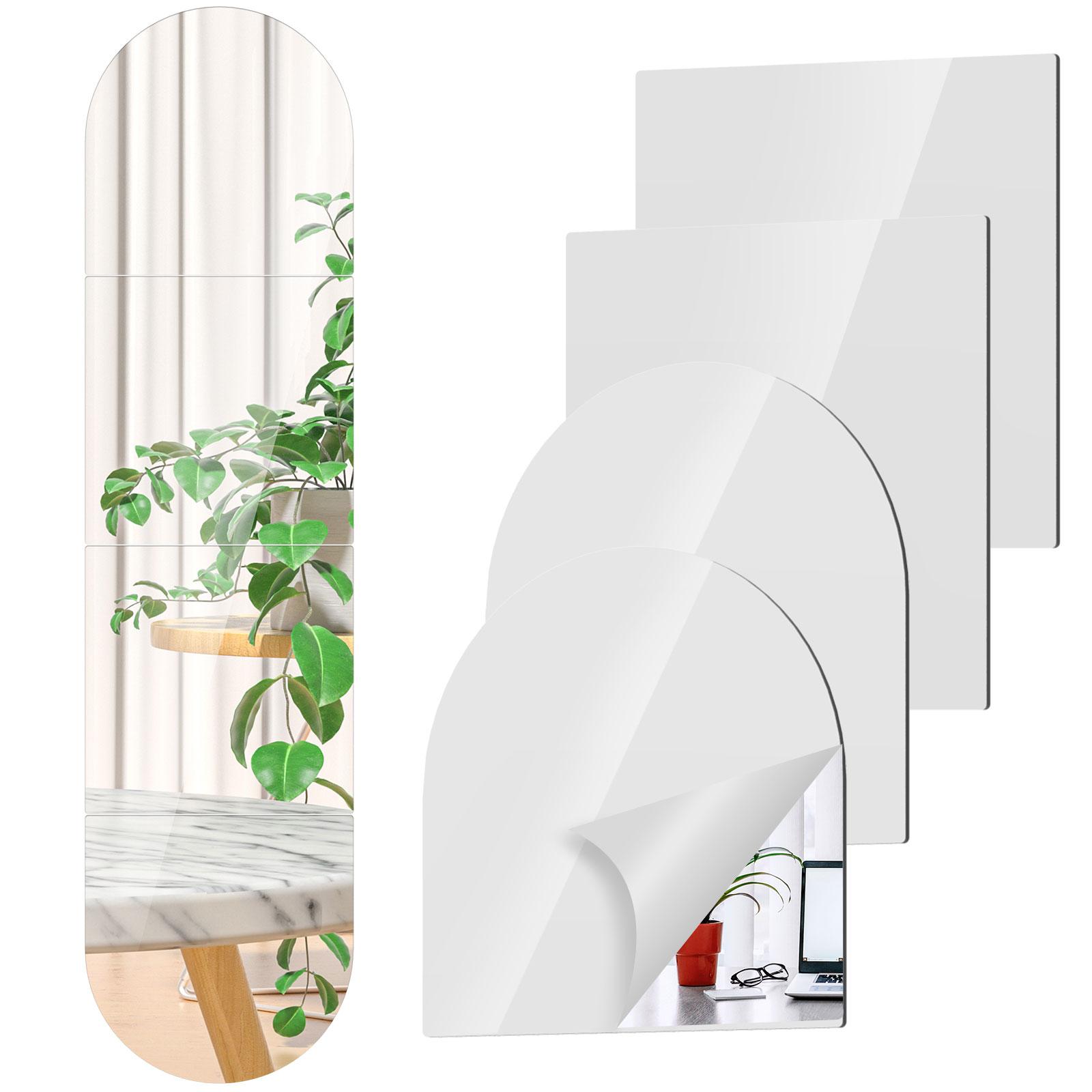 

4Pcs Full Length Mirror Wall Stickers Self-adhesive Acrylic Mirror Set DIY Art Flexible Mirror Stickers Living Room Decoration