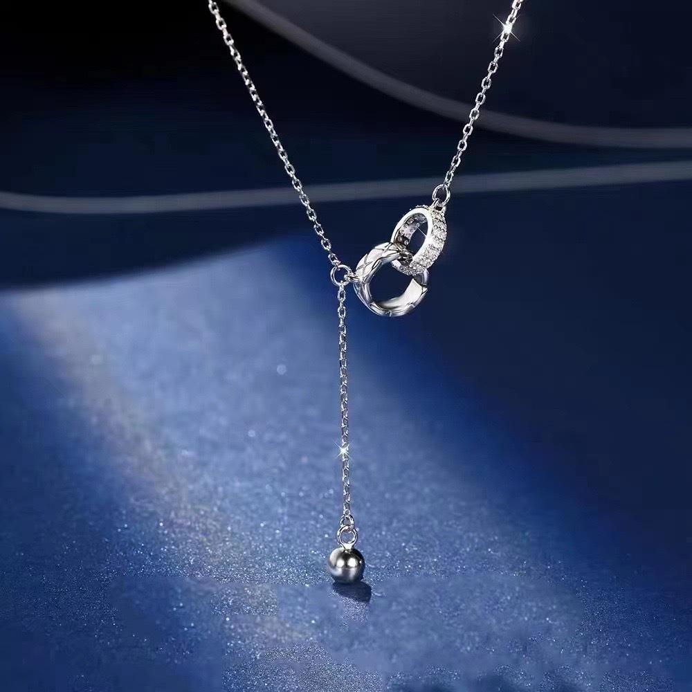 

Двойное кольцо ожерелье женское легкое роскошное высококачественное чувство кисточка бриллиантовое кольцо кулон ключичная цепочка ювелирные изделия