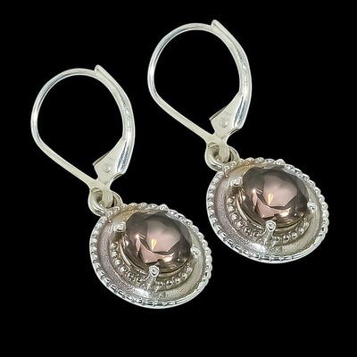 Natural Smoky Topaz Gemstone 925 Solid Sterling Silver Gift Earring 1.25" G8Q31