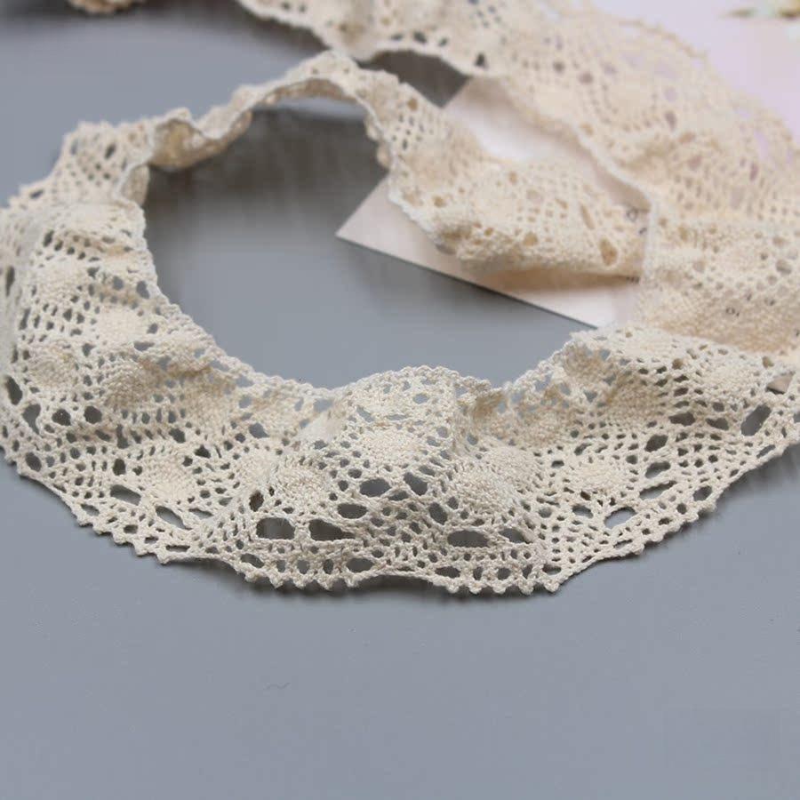 Off-White Elastic Cotton Lace Handmade Fabric Trim for Socks, Skirts, and Curtains - Zuleidezhu.