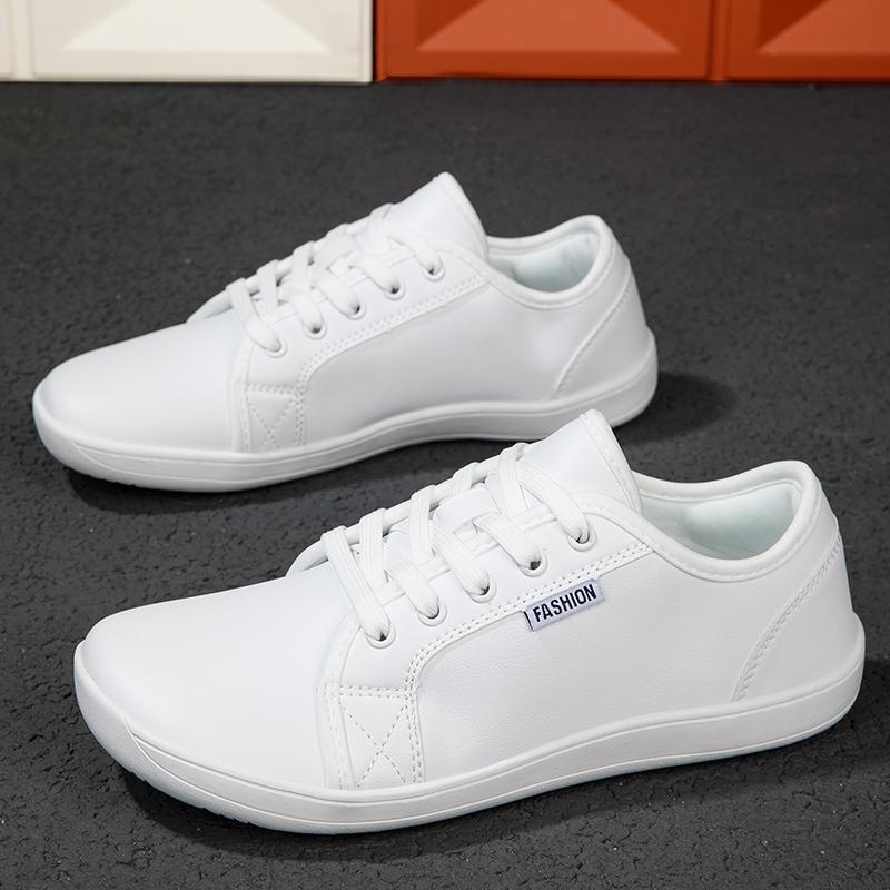 New Flat Shoes for Men Brand Plus Size Suitable for Wide Footed Shoes PU Face Lace Up Black Couple Outdoor Casual Sports Shoes