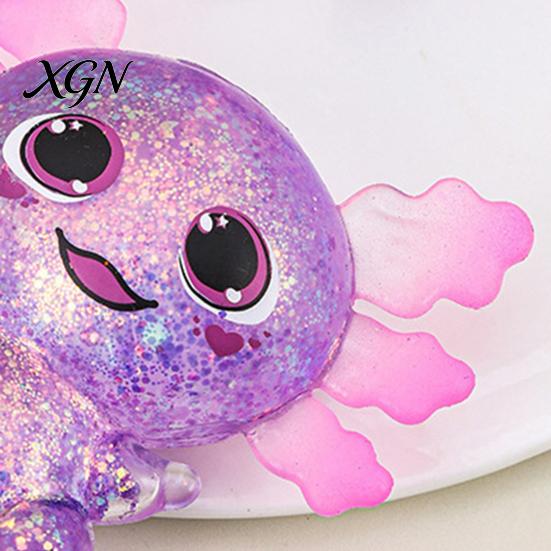 Soft Waxy Fidget Toy Glittery Salamander Squeeze Slow Rebound Stress Reliever Relief with Transparent Glitter Cute Decompression Gift Relaxation Ball