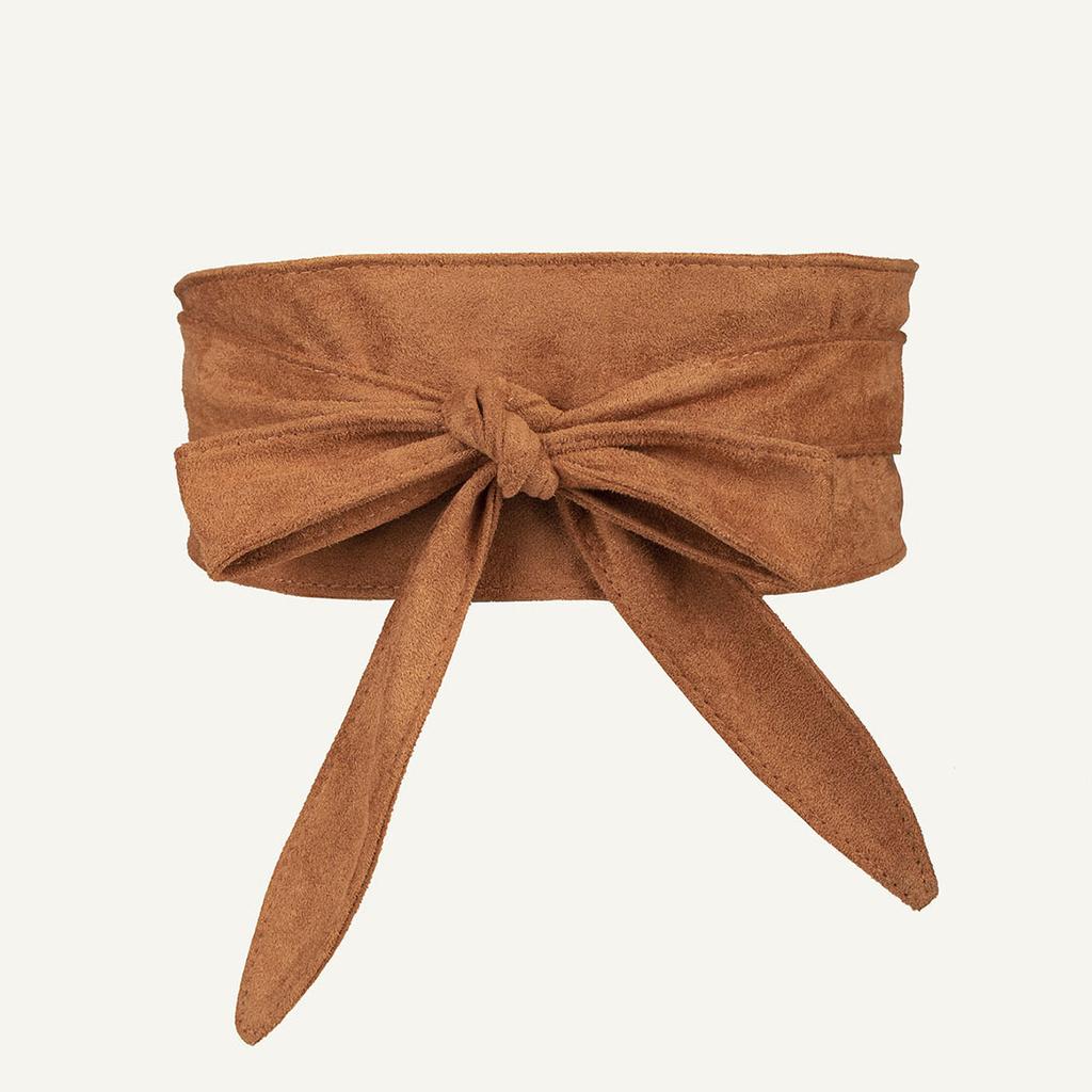 The New Deerskin Suede Bow Waist Belt Is A Versatile Choice for Ladies and Comes with A Suede Ribbon for Autumn and Winter