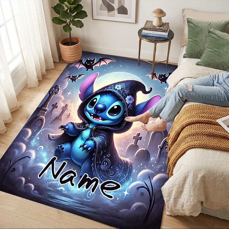 Custom Name Luna's Stitch Living Room Non-Slip Area Rug Soft Carpet for Bedroom Kids Playroom Sofa Office Home Decor Doormat
