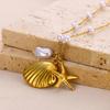 Stainless Steel Conch and Starfish Pendant Necklace - Ocean Vacation Style