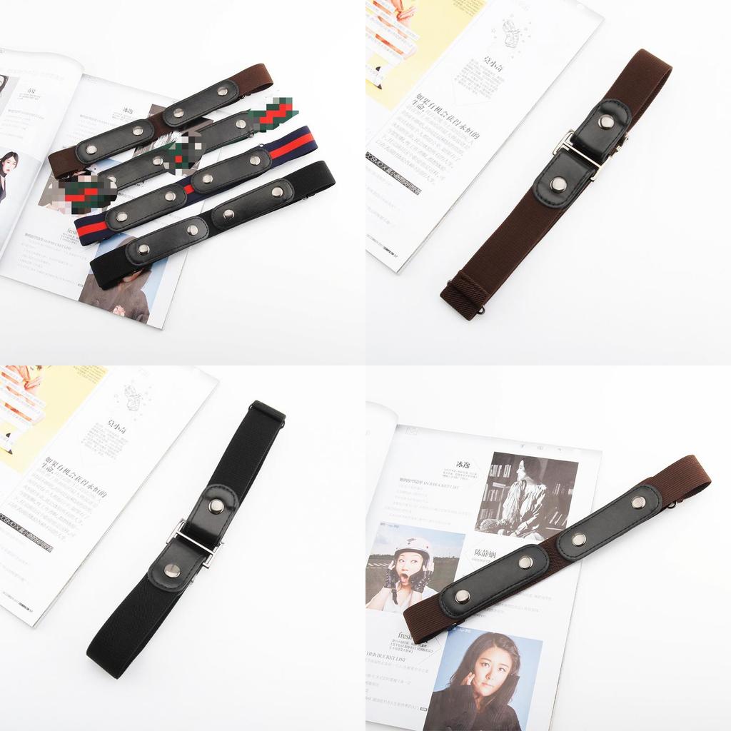 Elastischer Ledergürtel für Damen und Herren mit Druckknopf und verstellbarer Länge für Freizeitkleidung