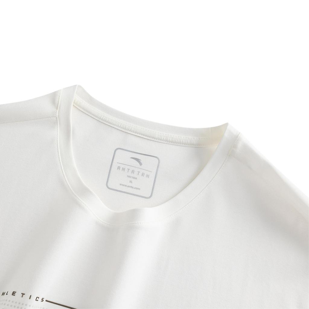 Anta Comfortable T-Shirt Versatile Short Sleeve Knitted Top Men tops Paper-White 152537112P-1