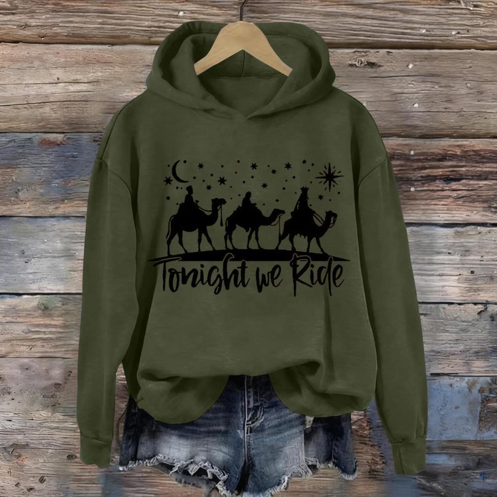 Damen Kapuzenpullover mit Aufdruck, lässig, langärmelig